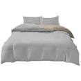 thumbnail image 1 of HCBY Narrow​Twin Size 4-Piece Duvet Cover Set - Includes 1 Duvet Cover (59"x78"), 2 Pillow Shams, and 1 Flat Sheet, Soft and Breathable for All Seasons, Light Gray#1, 1 of 6