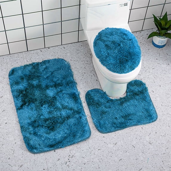 HCBY Non-Slip Bathroom Mat: 3 Piece Set Shower Mat Water Absorption Anti Slip Machine Washable Soft Dry Floor U Shape