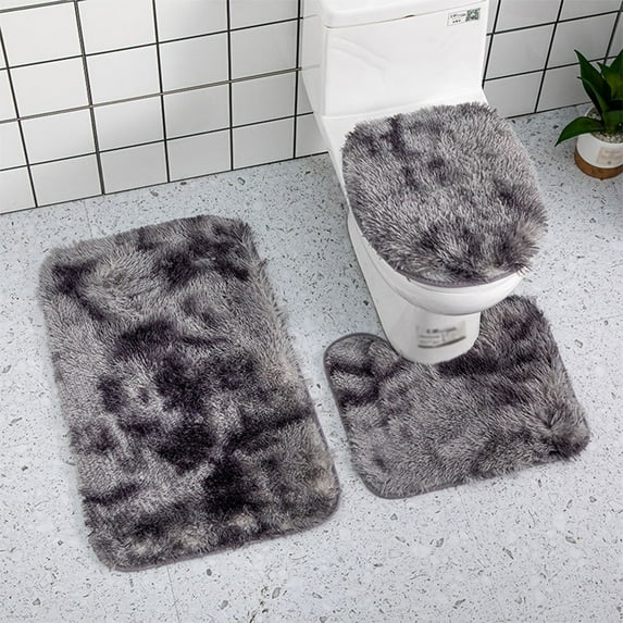 HCBY Non-Slip Bathroom Mat: 3 Piece Set Shower Mat Water Absorption Anti Slip Machine Washable Soft Dry Floor U Shape