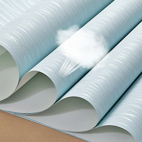 HCBY Non-Woven Wallpaper Roll Glitter Striped Textured, Self Adhesive Peel and Stick DIY Wall Covering for Feature Wall, Flame Retardant Easy to Clean, Modern (Blue,20.9in x 30ft /roll)