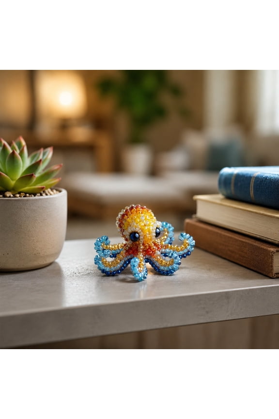 Ocean Animal Bead Weaving DIY Kit, Octopus Turtle Shark, Complete Beading Set with Tools & Beads for Keychain, Brooch Making