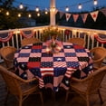 thumbnail image 1 of HCBY Patriotic Star Print Round Tablecloth, USA Flag Color Wrinkle Resistant Polyester Table Cover, Red White Blue Stain Proof 59 Inch Circular Table Topper, 4th July Memorial Day Kitchen, 1 of 6