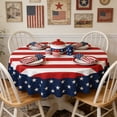 thumbnail image 1 of HCBY Patriotic Tablecloth, 59.06in Round Independence Day Tablecloth, Oil Resistant Stain Resistant Table Cover, 4th of July Party Decor Tablecloth, 1 of 6