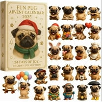 HCBY Pug Advent Calendar 2025, 24 Days Christmas Advent Calendar with Cute Pug Dog Hanging Ornaments, Holiday Gift for Dog Lovers, Funny Countdown to Christmas Holiday Gift Tree Decorations