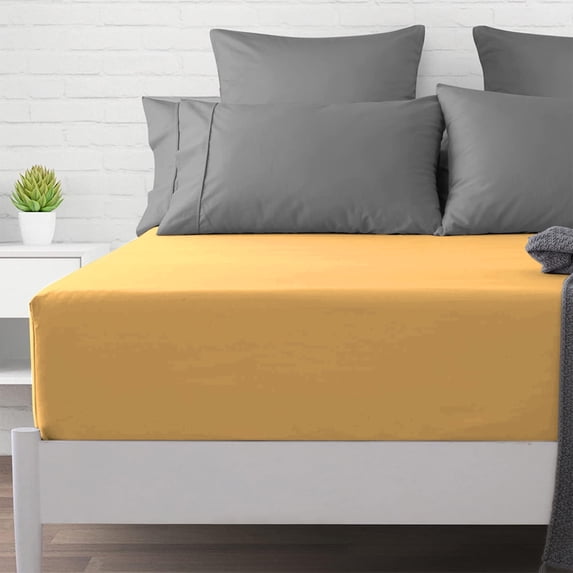 HCBY Queen Size Deep Pocket Fitted Sheet, 4-Way Stretch Jersey Knit - Ultra Soft & Cooling Bed Sheet for Sleeping Naked, Non-Slip Elastic Mattress Cover, 15 Inch Pocket (Yellow,80"x60"x11.8")
