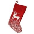 thumbnail image 1 of HCBY Red Knit Christmas Stocking with White Embroidery Tree House Snowflake Reindeer Designs 18.1 Inches Holiday Sock for Fireplace Xmas Decor Gift Bag, 1 of 6