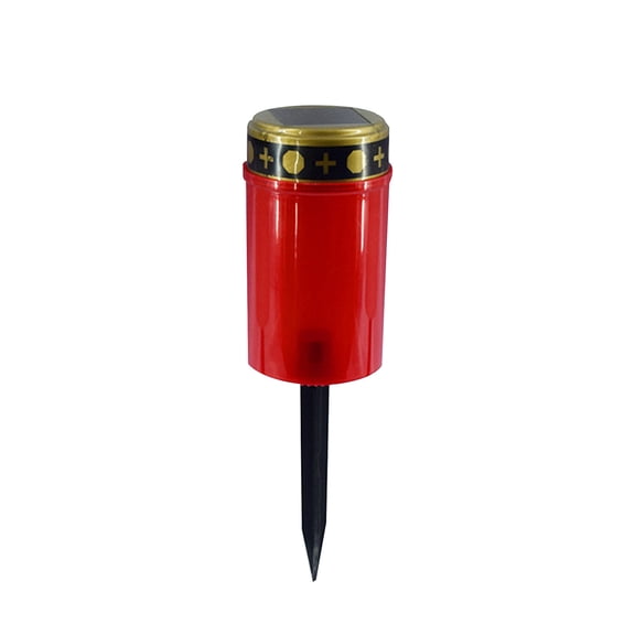 HCBY Red Solar Cemetery Candle Light, Waterproof LED Outdoor Stake Light, Auto On/Off Solar way Light, Memorial Garden ation Light