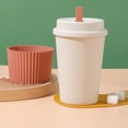 thumbnail image 1 of HCBY Reusable Coffee Cup with Lid, Wheat Straw Eco Travel Mug Leak Proof, Includes Stirring Stick, Insulated for Hot Drinks, Lightweight Portable (Coffee,5.5"x3.6"), 1 of 6