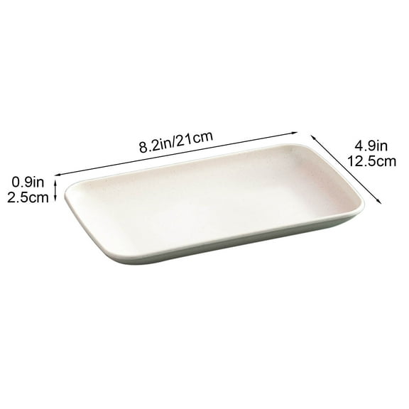 HCBY Reusable Plastic Serving Tray Rectangular, Large Capacity Food Plate for Hot Pot Ingredients, Barbecue, Snacks and Fruit, Durable Easy Wash Party Buffet Tray (Beige,8.2"x4.9"x0.9")