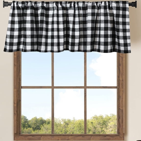 HCBY Rod Pocket Valance 55 Inch, Red Black White Checkered, Window Treatment for Small Windows, Laundry Room Basement Accent