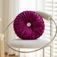 thumbnail image 1 of HCBY Round Ice Flower Velvet Wheel Pillow, Plush Textured Throw Pillow for Sofa Window Seat, Decorative Cushion with Hidden Zipper (Purple,13.78" diameter), 1 of 6