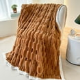 thumbnail image 1 of HCBY Ruched Reversible Fleece Throw Blanket Ultra Soft Cozy Warm For All Seasons Air Conditioned Rooms Beds Sofas (Coffee 62"x39"), 1 of 6
