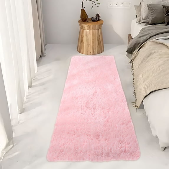 HCBY Shaggy Runner Rug, 19.7x63 in, Solid Color, Soft Long-Pile Fluffy Area Rug for Bedroom, Living Room & Hallway