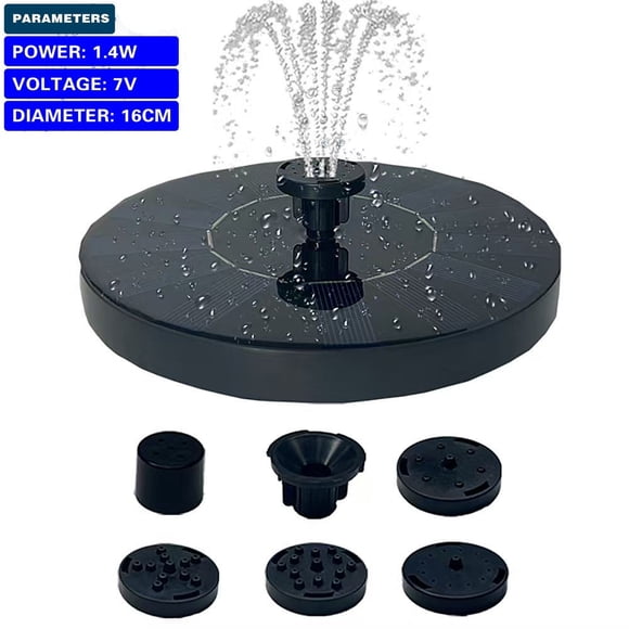 HCBY Solar Floating Bird Bath Fountain Pump, 6 Nozzle Solar Water Sprayer, Floating Pond Recirculating Pump, Garden Patio Bubbler