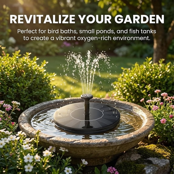 HCBY Solar Fountain Pump, 6.3in Floating Solar Powered Fountain, 7 Nozzles Bird Bath Water Pump, Garden Pond Solar Fountain for Outdoor Decor