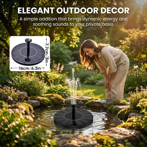 HCBY Solar Fountain Pump, 6.3in Floating Solar Powered Fountain, 7 Nozzles Bird Bath Water Pump, Garden Pond Solar Fountain for Outdoor Decor