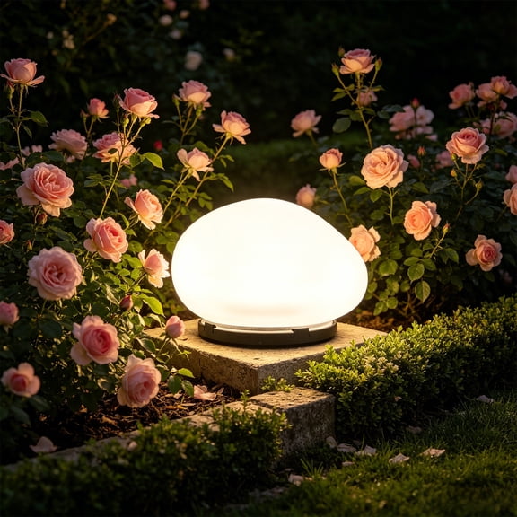 HCBY Solar Ground Light, Fragile-looking yet Pressure-resistant Pebble Lamp, Tempered Glass Shell, Auto Photosensitive Sensor, Sealed Waterproof Structure for Lawn Illumination