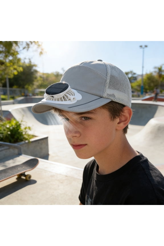 Solar & USB Dual Powered Fan Baseball Cap, Breathable Mesh Cooling Sun Hat with Adjustable Fit, Hands-Free Summer Cooling Cap for Hiking Fishing Golf Sports