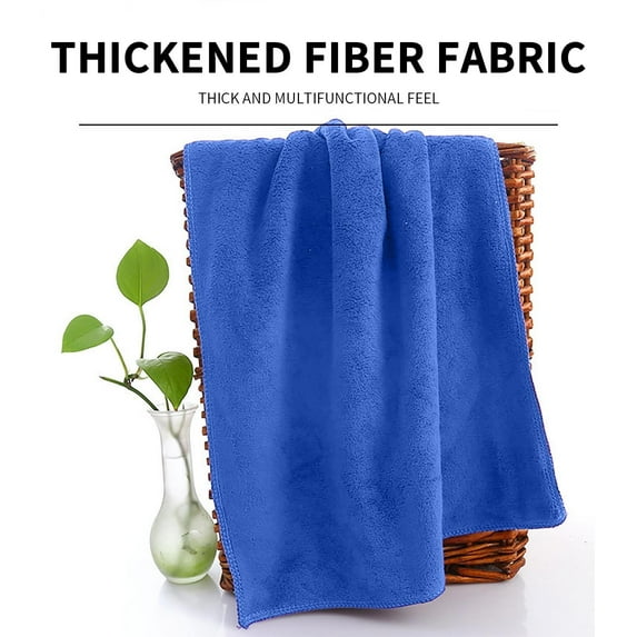 HCBY Solid Color High Density Bath Towel Set, Soft Absorbent Flannel Washcloth Face Towel, Quick Dry Bathroom Towel Gift Idea (Blue,27.56"x11.81")
