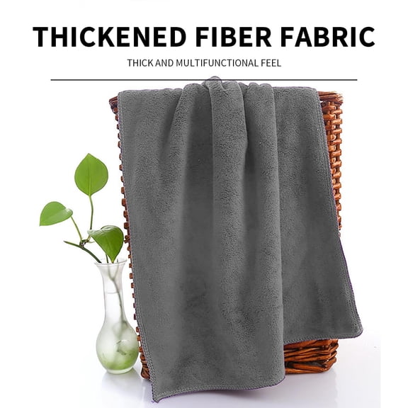 HCBY Solid Color High Density Bath Towel Set, Soft Absorbent Flannel Washcloth Face Towel, Quick Dry Bathroom Towel Gift Idea (Gray,27.56"x11.81")