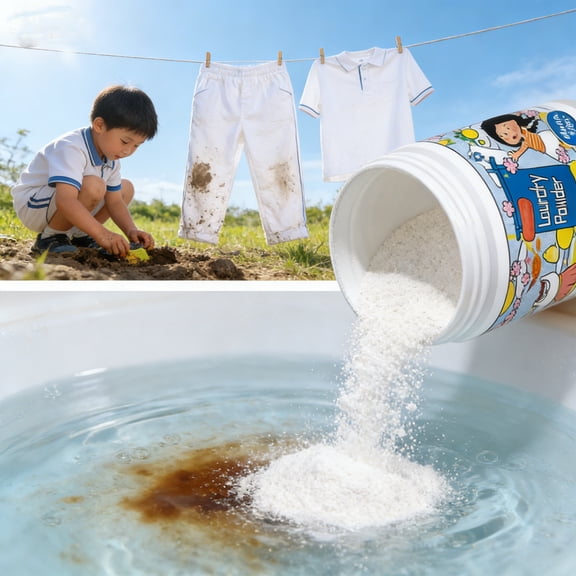 HCBY Strong Stain Remover Powder for Laundry, Concentrated Oxygen Bleach Booster 500g, Removes Tough Stains Oil Sweat Milk Fruit, Color-Safe & Chlorine-Free for Everyday Fabrics