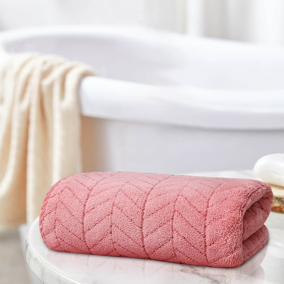 HCBY Super Soft Corals Velvet Bath/Face Towel, Highly Absorbent & Quick Dry for Hair and Beach, Chevron Pattern, Lint Free, Gift for Friends and Family(Red,29.1"x13")