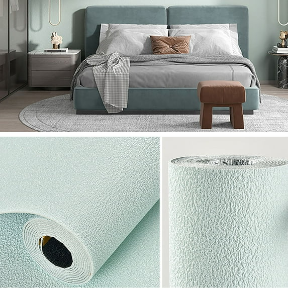 HCBY Textured Embossed Wallpaper, Self-Stick Waterproof Wall Covering for Bedroom, Living Room Decor(Green,110x20in)