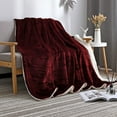 thumbnail image 1 of HCBY Thick Warm Sherpa Blanket Throw - Soft Lightweight Plush Fleece Reversible Blanket for Bed Sofa Couch Camping and Travel (Wine 78"x59"), 1 of 7