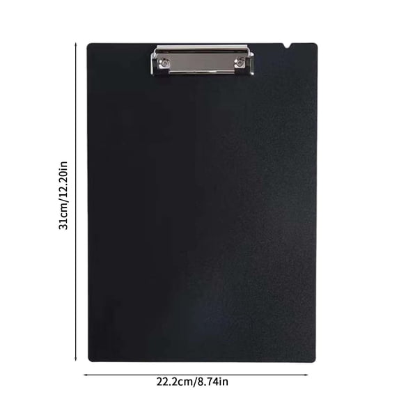 HCBY Thickened Plastic Clipboard, A4 Size Writing Board & Folder for School, Office, Home, Student Homework Organizer, Durable Document Holder (Black,12.2"x8.74")