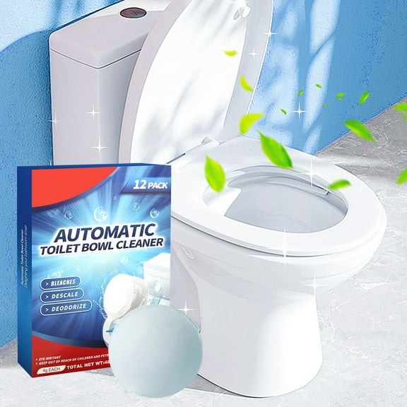 HCBY Toilet Bowl Cleaner Tablets, 12-Pack Effervescent Drop-in Cleaner & Deodorizer - Removes Stains, Limescale, No Scrubbing, Long Lasting Up to 3 Months Per Tab
