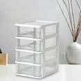 thumbnail image 1 of HCBY Transparent Desktop Organizer with Drawers, Multi-Layer Clear Storage Box for Stationery, Makeup, Small Items, Stackable Plastic Drawer Unit with Handles (White 4PC,each tier 5.6"x7.2"), 1 of 7