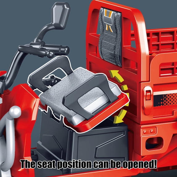 HCBY Tricycle Toy Dump Truck with Sound and Light, Multi-Functional Inertia Push Car for Kids, No Battery Needed with Detachable Flaps & LED Headlights, Construction Vehicle Toy (Red,7.5"x3.6"x2.7")
