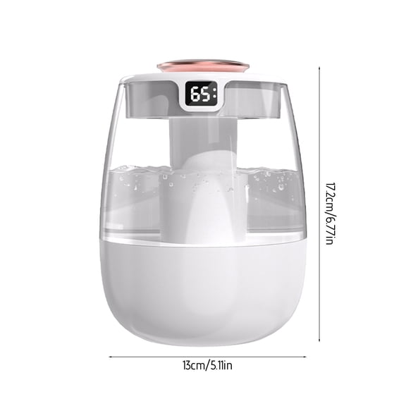 HCBY USB Humidifier with Humidity Display & Night Light, 2L Quiet Cool Mist Humidifier for Bedroom, Office Desk, Large Tank, Auto Mode, Easy To Clean (White,6.77"x5.11")