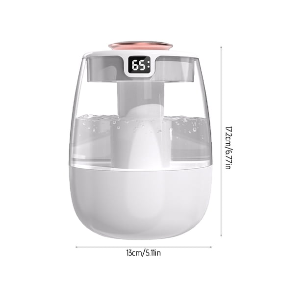 HCBY USB Humidifier with Humidity Display & Night Light, 2L Quiet Cool Mist Humidifier for Bedroom, Office Desk, Large Tank, Auto Mode, Easy To Clean (White,6.77"x5.11")