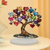 HCBY Valentine‘s Day Colorful Heart Tree, 7-Inch Tabletop Ornament for Home Decor, Glittering Festival Gift, Year-Room Centerpiece for Mantel Shelf