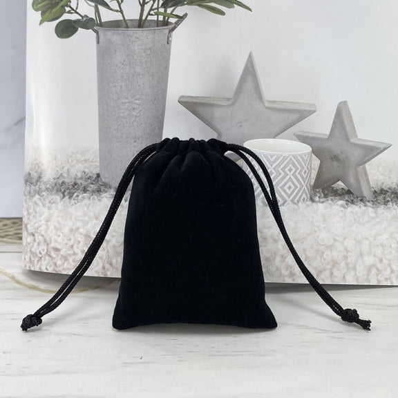 HCBY Velvet Drawstring Bags, Small Jewelry Pouch for Gift Packaging, Wedding Christmas Party Favor Bags, Soft Velvet Cloth Pouch for Necklace Bracelet Ring(Black,2.75” x 3.54”)