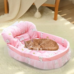 HCBY Washable Pet Bed with Removable Cushion, Soft Donut Cuddle Bed for Small Medium Dogs Cats, Plush Comfort Support Dog Cat Bed Mat for Indoor Comfort (Pink,22.44"x15.75"x5.12")