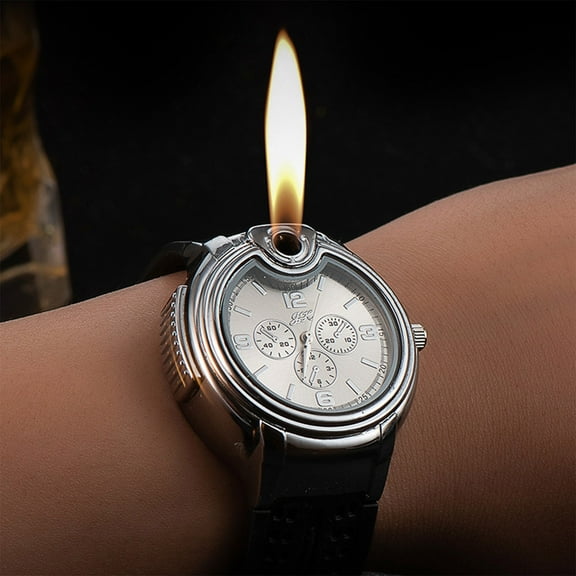 HCBY Watch Shaped Cigarette Lighter, Refillable Open Flame Men Sports Style for Gift, Daily Carry