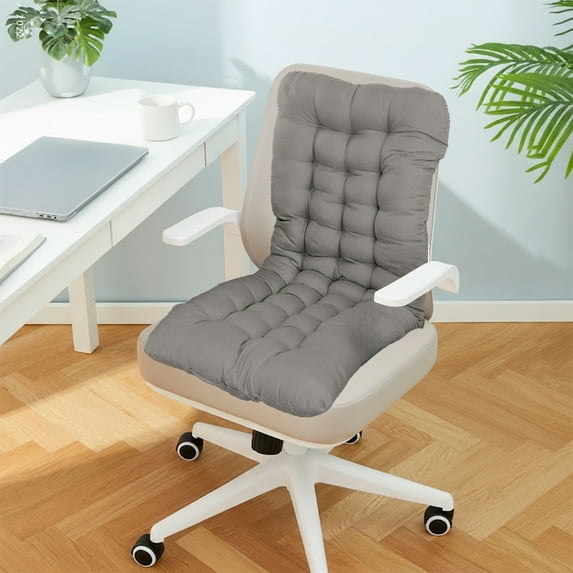 HCBY Winter Ergonomic Chair Cushion with Backrest & Lumbar Support, Thickened Seat Pad for Office Chair, Dormitory Desk, All Season Comfort (Gray,27.56"x13.78")