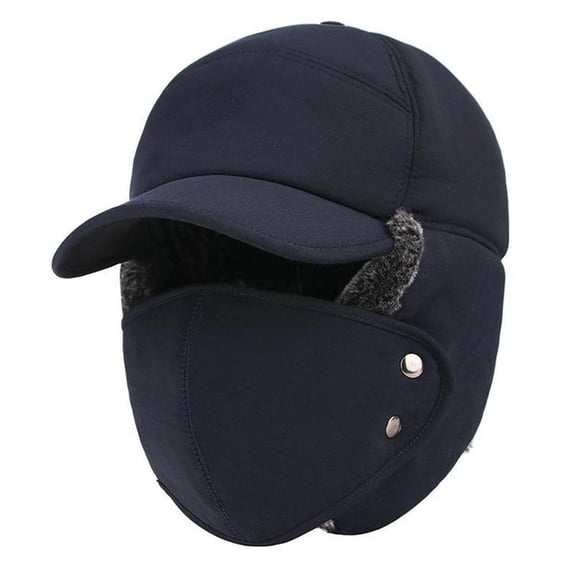 HCBY Winter Trapper Hat with Detachable Fleece Mask, 3-in-1 Windproof & Thermal Design for Skiing, Cycling, Hiking, Adjustable for Men and Women(Navy,Head circumference 20.9 - 23.6 inches)