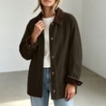 thumbnail image 1 of HCBY Women Corduroy Collar Jacket Button Front Mid Length Barn Coat Utility Workwear with Pockets for Fall Winter, 1 of 9