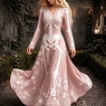 thumbnail image 1 of HCBY Women Skeleton Dress Halloween V Neck Long Sleeve Skull Print Gothic Swing Maxi Dress for Party, 1 of 4