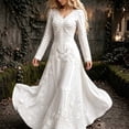 thumbnail image 1 of HCBY Women Skeleton Dress Halloween V Neck Long Sleeve Skull Print Gothic Swing Maxi Dress for Party, 1 of 4
