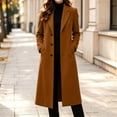 thumbnail image 1 of HCBY Women's Coat, Double Breasted Notch Lapel Design with Side Pockets, Long Sleeve Wool Blend Overcoat for Fall Winter, 1 of 9