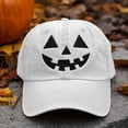 thumbnail image 1 of HCBY Women's Halloween Pumpkin Face Embroidered Baseball Cap, Adjustable Strapback Dad Hat Style with Stitched Jack-O'-Lantern Graphic Detail for Fall Holiday Party Accessories, 1 of 3