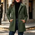 thumbnail image 1 of HCBY Women's Peacoat Double Breasted Notched Lapel Button Front Side Pockets Long Sleeve Mid-Length Tailored Fit Classic Fall Winter, 1 of 6