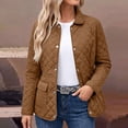 thumbnail image 1 of HCBY Women's Quilted Jacket Snap Button Front Lapel Collar Long Sleeve Lightweight Padded Coat with Pockets, Diamond Quilted Casual Outerwear for Fall Winter Work Everyday, 1 of 7
