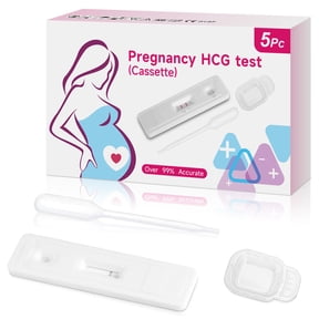 HCG Pregnancy Test Cassette 5 Count, 10 mIU/mL Sensitivity, At-Home Urine Test, Easy-to-Read Results in 5 Minutes