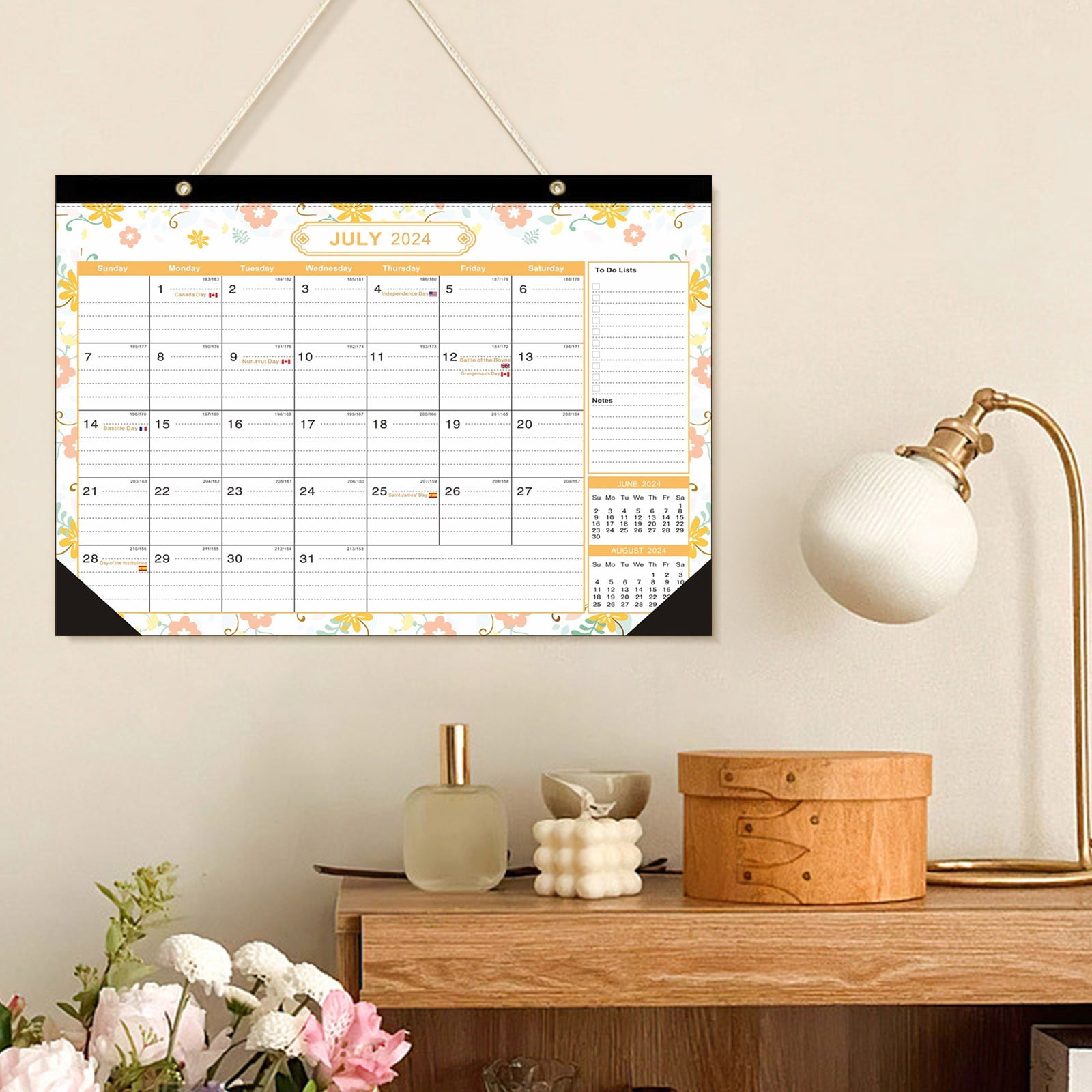 HCJKDU Calendar 2025 English Version 18 Month Countdown English Desktop