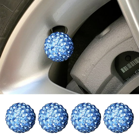 HCJKDU Car Wheel Tire Valve Caps, 4 Pack Crystal Rhinestone Car Tire Wheel Valve Stem Air Caps for Car Tire Accessories Universal for Cars, SUVs, Bicycle, Trucks and Motorcycles